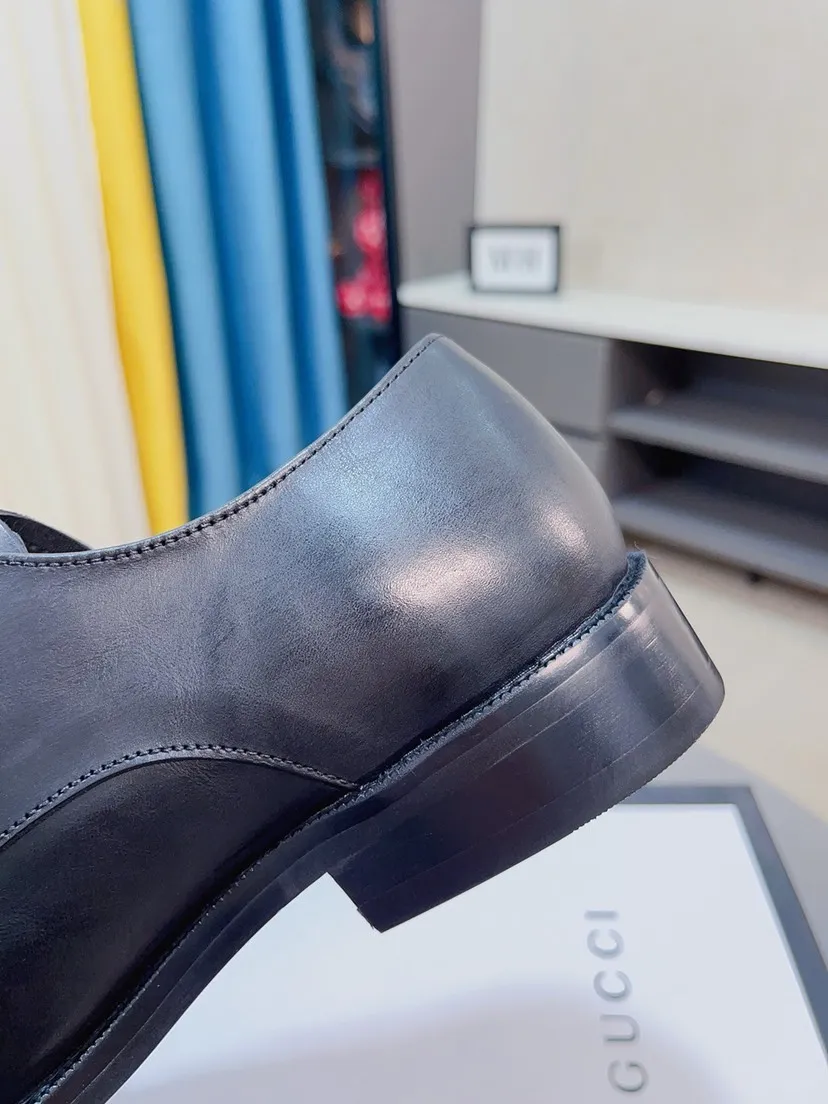 Men's Men's Shoes 💰458🌹🌹【GUCCI】The most popular classic Gucci leather shoes. Synchronized with the official website, the upper is made of Italian open-sided pig➕cow leather lining, with unique brand and unique craftsmanship. Highlighting the hot style of the new year. Stop hesitating, stop wandering, get it now. Number: 38--44, 45 46 can be customized